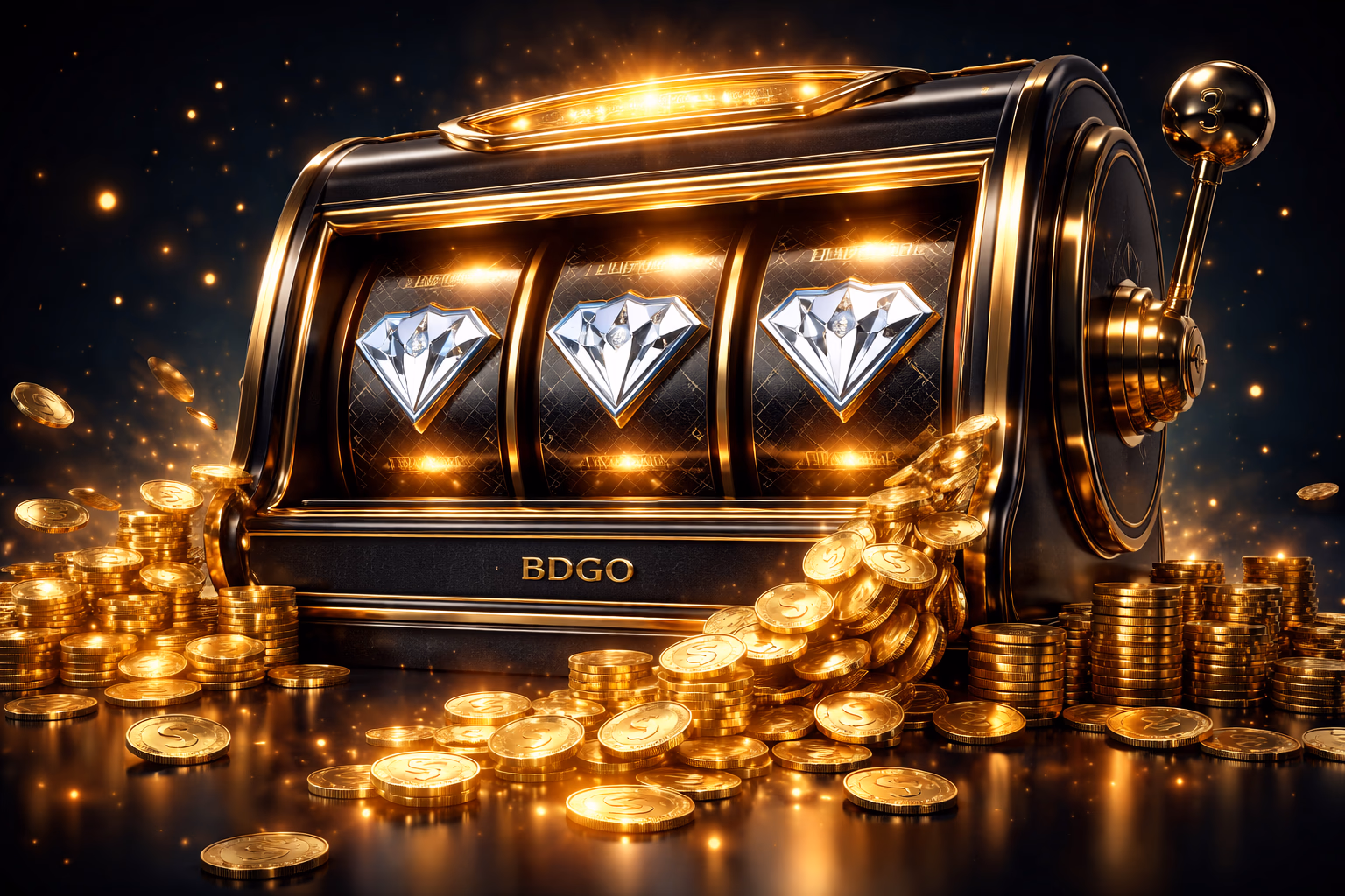 Elegant Bangladeshi woman in traditional attire enjoying a luxurious golden slot machine display in a sophisticated casino atmosphere at BDGO